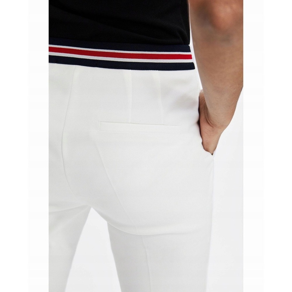 Zara Basic White‎ Ankle Pants XS Striped Waistband Career Casual Modern